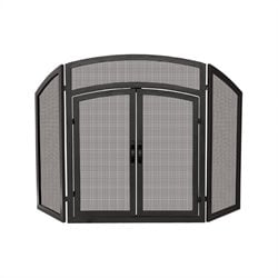 Uniflame 3 Fold Black Wrought Iron Arch Top with Doors
