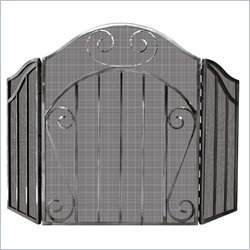 Uniflame 3 Panel Heavy Pewter Screen with Decorative Scroll