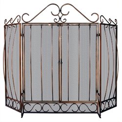 Uniflame 3 Fold Venetian Bronze Screen with Bowed Bar Scrollwork