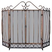 Uniflame 3 Fold Venetian Bronze Screen with Bowed Bar Scrollwork
