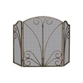 Uniflame 3 Fold Venetian Bronze Screen with Decorative Scrollwork