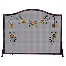 Uniflame Single Panel Burnished Bronze Screen with Decorative Flowers