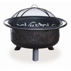 Uniflame Wood Burning Bronze Outdoor Fire Pit with Swirl Cut Out Design