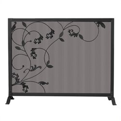 Uniflame Single Panel Black Screen with Flowing Leaf Design
