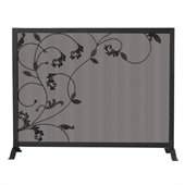 Uniflame Single Panel Black Screen with Flowing Leaf Design