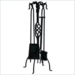 Uniflame 5 Piece Black Wrought Iron Fireset