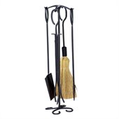 Uniflame 5 Piece Black Wrought Iron Fireset with Ring Handles