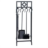 Uniflame 5 Piece Black Wrought Iron Inline Fireset with Diamond Design