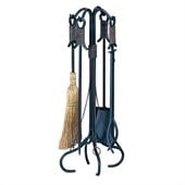Uniflame 5 Piece Black Wrought Iron Fireset with Copper Rope