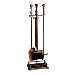 Uniflame 5 Piece Satin Copper Fireset with Dancing Lady Base