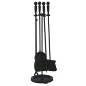Uniflame 5 Piece Polished Brass & Black Fireset