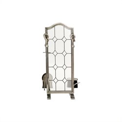 Uniflame 5 Piece Pewter Leaded Glass Fireset
