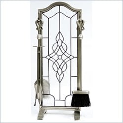 Uniflame 5 Piece Pewter Leaded Glass Fireset