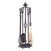 Uniflame 5 Piece Antique Rust Heavy Weight Fireset with Horseshoe Handle