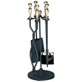 Uniflame 5 Piece Polished Brass/Black Stoveset