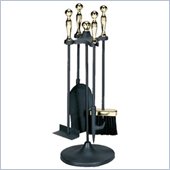 Uniflame 5 Piece Polished Brass/Black Stoveset