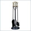 Uniflame 5 Piece Antique Brass and Black Fireset