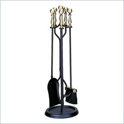 Uniflame 5 Piece Antique Brass and Black Fireset