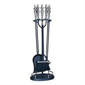 Uniflame 5 Piece Brushed Nickel and Black Fireset