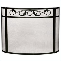 Uniflame 3 Panel Black Wrought Iron Bow Screen with Top Scroll Design