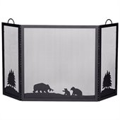 Uniflame Deluxe 3 Panel Black Wrought Iron Screen With Hunting Bear Scene