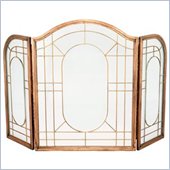 Uniflame 3 Fold Antique Copper Leaded Glass Screen