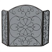 Uniflame 3 Fold Bronze Screen With Scroll Design