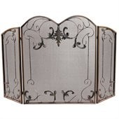 Uniflame 3 Fold Venetian Bronze Screen With Leaf Scrolls