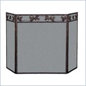 Uniflame 3 Panel Antique Rust Finish Wrought Iron Screen with Leaves