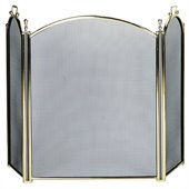 Uniflame 3 Fold Large Diameter Polished Brass Screen with Woven Mesh