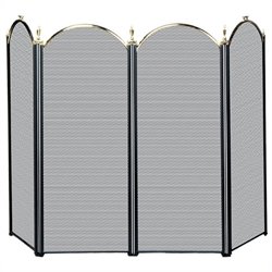 Uniflame 4 Fold Polished Brass/Black Screen