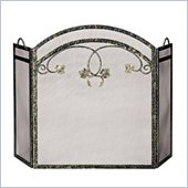 Uniflame 3 Fold Antique Gold Wrought Iron Screen with Top Leaf Design