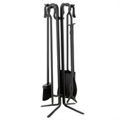 Uniflame 5 Piece Black Wrought Iron Fireset With Crook Handles