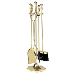 Uniflame 5 Piece Polished Brass Fireset