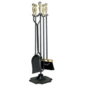 Uniflame 5 Piece Polished Brass & Black Fireset