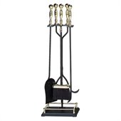 Uniflame 5 Piece Polished Brass/Black Fireset