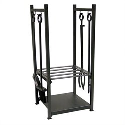 Uniflame Black Wrought Iron Log Rack with Tools