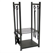 Uniflame Black Wrought Iron Log Rack with Tools