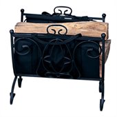 Uniflame Heavy Weight Black Wrought Iron Log Holder with Canvas Carrier