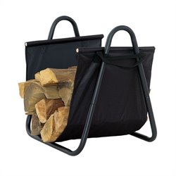 Uniflame Black Log Holder with Heavy Canvas Carrier