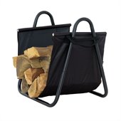 Uniflame Black Log Holder with Heavy Canvas Carrier
