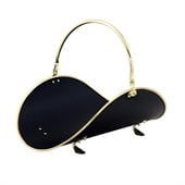 Uniflame 21 Inch Polished Brass/Black Woodbasket