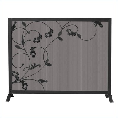 Uniflame Single Panel Black Screen with Flowing Leaf Design