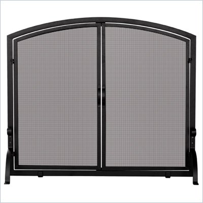 Uniflame Single Medium Panel Black Wrought Iron Screen with Doors