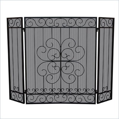 Uniflame 3 Panel Black Wrought Iron Screen
