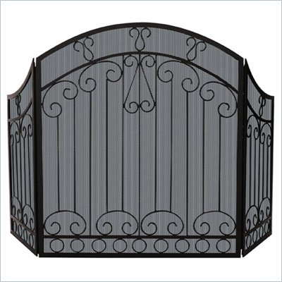 Uniflame 3 Panel Black Wrought Iron Screen