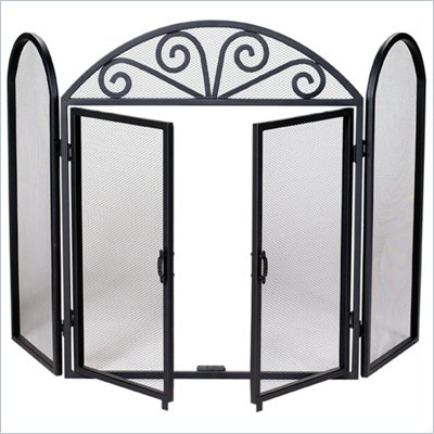 Uniflame 3 Fold Wrought Iron Screen with Opening Doors
