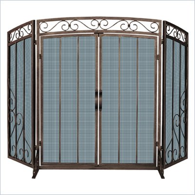 Uniflame 3 Panel Antique Copper Scroll Top screen with Doors