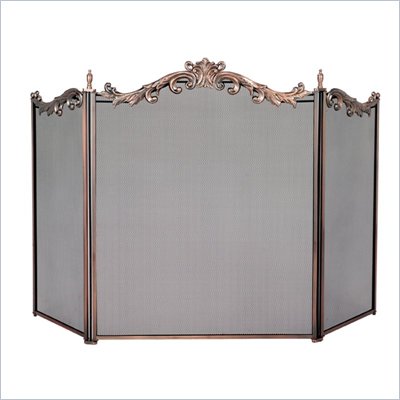 Uniflame 3 Panel Antique Copper Finish Cast Solid Brass Screen
