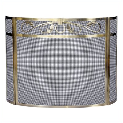 Uniflame 3 Panel Polished Iron Bow Screen With Top Scroll Design